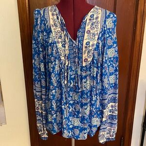 Gorgeous Floral Cobalt Blue Women's BoHo Top
